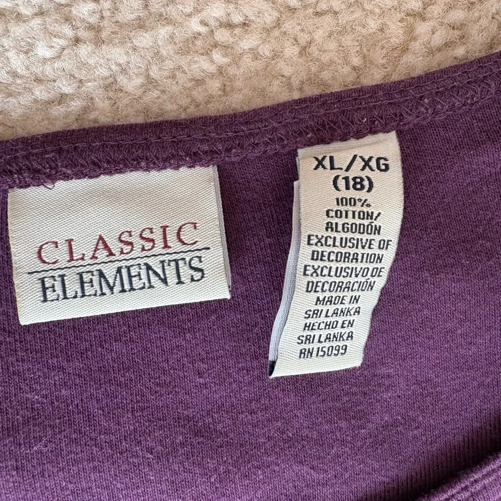Classic Elements Purple Floral Embroidered Long Sleeve Top (Size: Women’s XL) - Picture 2 of 3